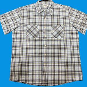 Carhartt Mens Plaid Short Sleeve Button-Up Shirt Size XL Cotton Blue & Green